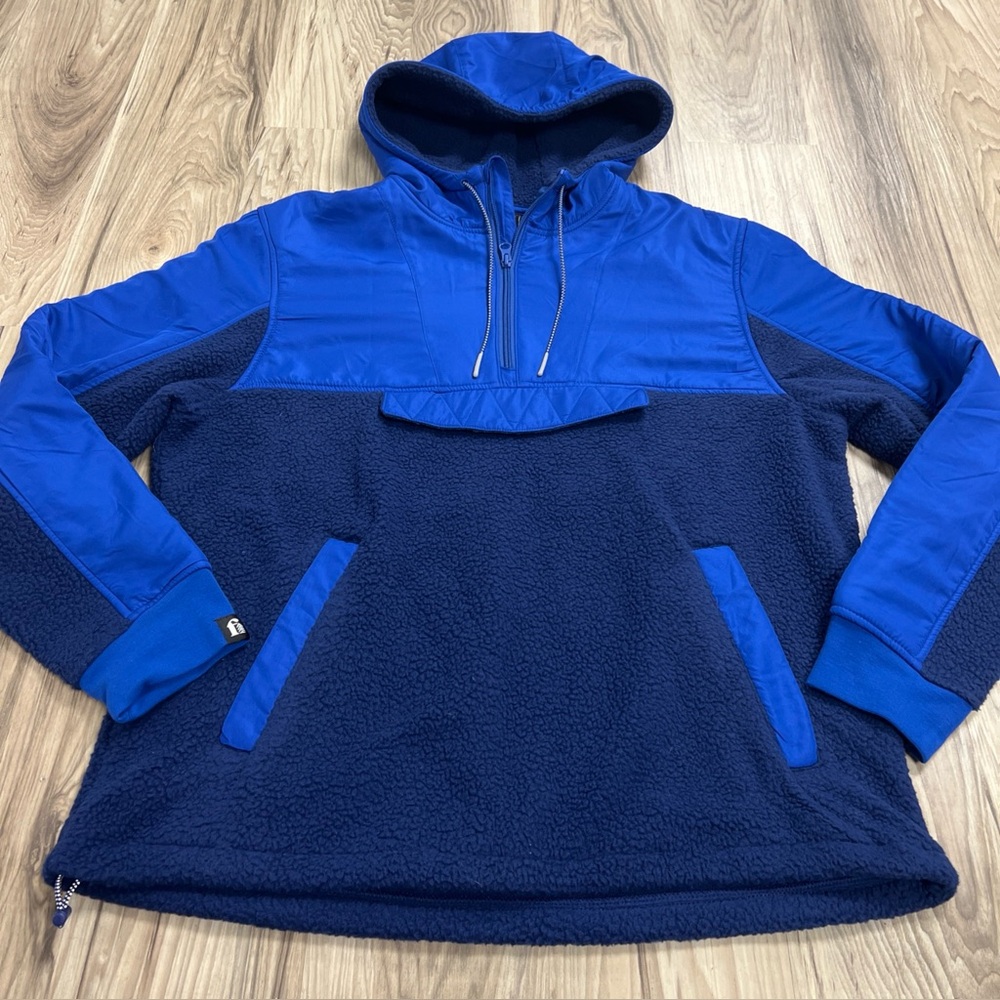 Bonobos Fielder 1/2 Zip Mixed Media Sherpa Fleece Anorak Blue Men’s Medium NWOT